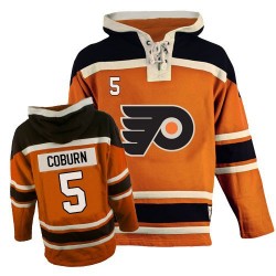 Philadelphia Flyers 5 Braydon Coburn Old Time Hockey Sawyer Hooded Sweatshirt Jersey - Orange Authentic