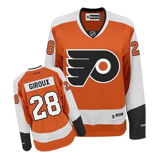 Women's Reebok Philadelphia Flyers 28 Claude Giroux Home Jersey - Orange Authentic