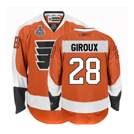 Reebok Philadelphia Flyers 28 Claude Giroux Home Stanley Cup Finals Jersey - Orange Authentic