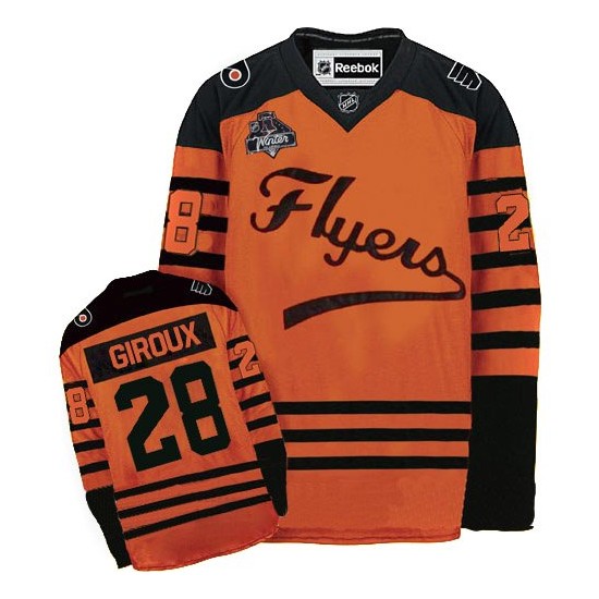 Reebok Philadelphia Flyers 28 Claude Giroux Winter Classic Jersey - Orange Premier