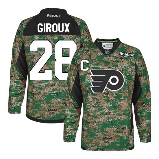 Reebok Philadelphia Flyers 28 Claude Giroux Veterans Day Practice Jersey - Camo Premier