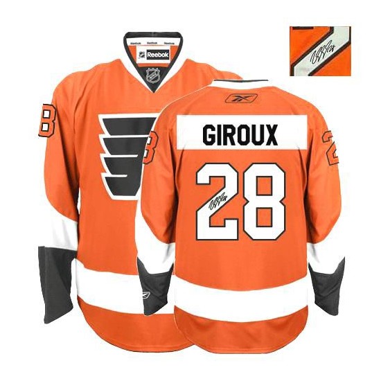 Reebok Philadelphia Flyers 28 Claude Giroux Autographed Home Jersey - Orange Authentic