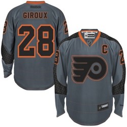 Reebok Philadelphia Flyers 28 Claude Giroux Charcoal Cross Check Fashion Jersey - Authentic