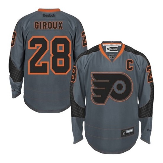 Reebok Philadelphia Flyers 28 Claude Giroux Charcoal Cross Check Fashion Jersey - Authentic