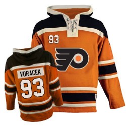 Philadelphia Flyers 93 Jakub Voracek Old Time Hockey Sawyer Hooded Sweatshirt Jersey - Orange Authentic