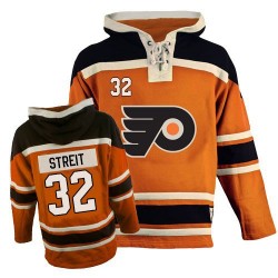 Philadelphia Flyers 32 Mark Streit Old Time Hockey Sawyer Hooded Sweatshirt Jersey - Orange Premier