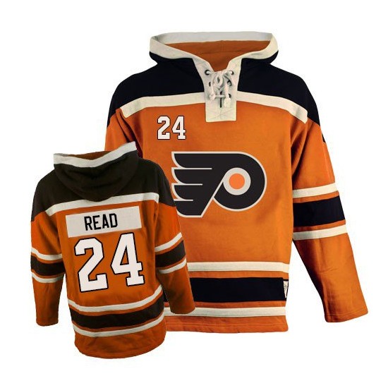 Philadelphia Flyers 24 Matt Read Old Time Hockey Sawyer Hooded Sweatshirt Jersey - Orange Authentic