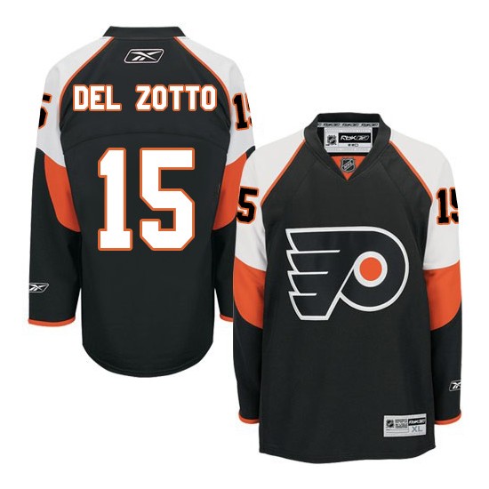 Reebok Philadelphia Flyers 15 Michael Del Zotto Third Jersey - Black Authentic