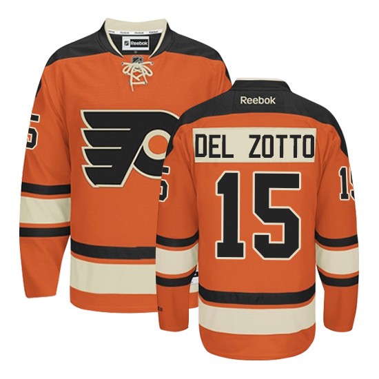 Reebok Philadelphia Flyers 15 Michael Del Zotto New Third Jersey - Orange Authentic