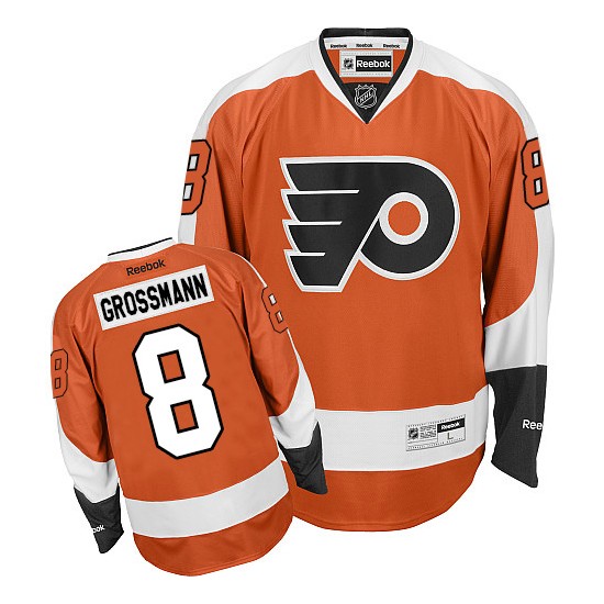 Reebok Philadelphia Flyers 8 Nicklas Grossmann Home Jersey - Orange Authentic