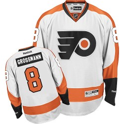 Reebok Philadelphia Flyers 8 Nicklas Grossmann Away Jersey - White Authentic