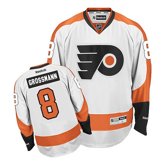 Reebok Philadelphia Flyers 8 Nicklas Grossmann Away Jersey - White Premier