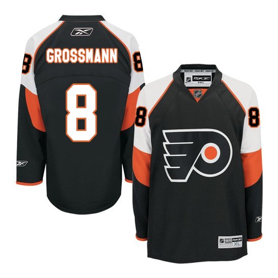 Reebok Philadelphia Flyers 8 Nicklas Grossmann Third Jersey - Black Authentic