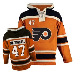 Philadelphia Flyers 47 Andrew MacDonald Old Time Hockey Sawyer Hooded Sweatshirt Jersey - Orange Authentic