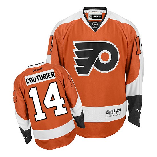 Reebok Philadelphia Flyers 14 Sean Couturier Home Jersey - Orange Premier