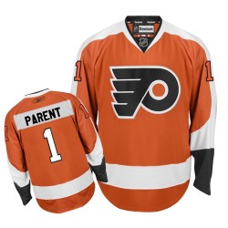 Reebok Philadelphia Flyers 1 Bernie Parent Home Jersey - Orange Authentic