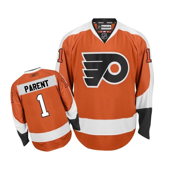 Reebok Philadelphia Flyers 1 Bernie Parent Home Jersey - Orange Authentic