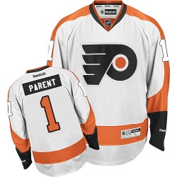Reebok Philadelphia Flyers 1 Bernie Parent Away Jersey - White Authentic