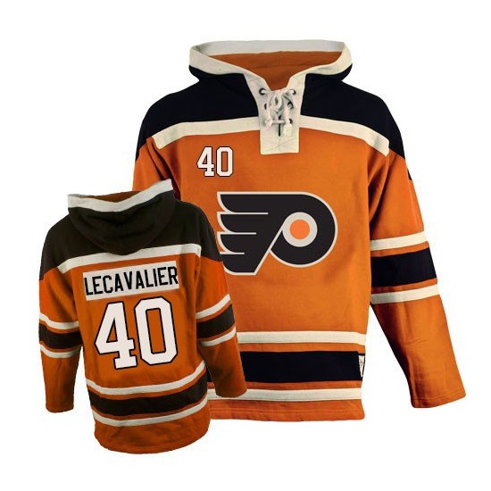 Philadelphia Flyers 40 Vincent Lecavalier Old Time Hockey Sawyer Hooded Sweatshirt Jersey - Orange Premier