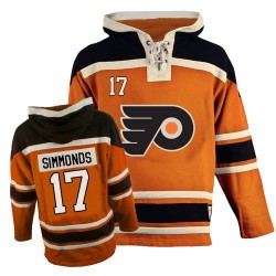 Philadelphia Flyers 17 Wayne Simmonds Old Time Hockey Sawyer Hooded Sweatshirt Jersey - Orange Authentic