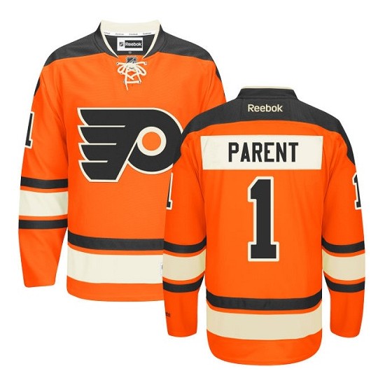 Reebok Philadelphia Flyers 1 Bernie Parent New Third Jersey - Orange Authentic