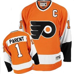 CCM Philadelphia Flyers 1 Bernie Parent Throwback Jersey - Orange Authentic