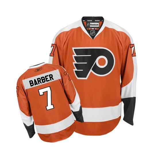 Reebok Philadelphia Flyers 7 Bill Barber Home Jersey - Orange Premier