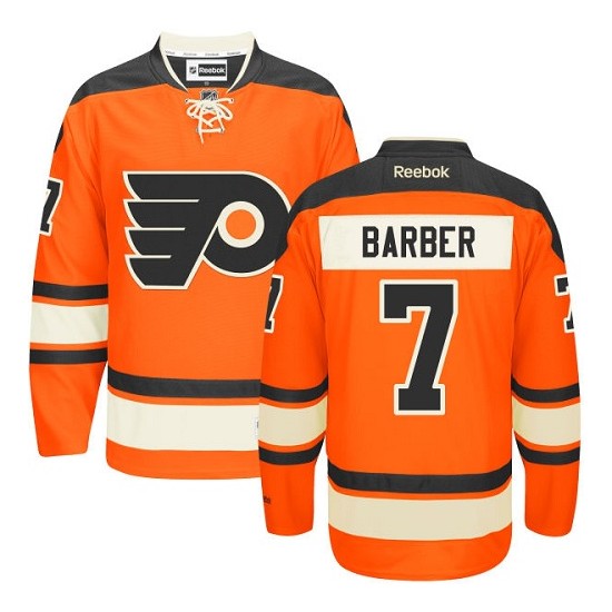 Reebok Philadelphia Flyers 7 Bill Barber New Third Jersey - Orange Premier
