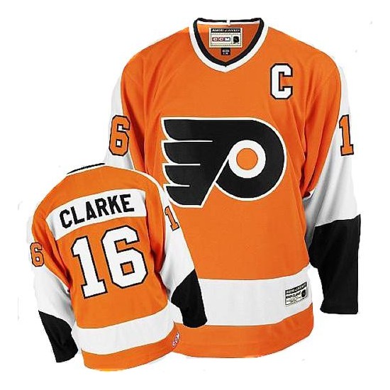 CCM Philadelphia Flyers 16 Bobby Clarke Throwback Jersey - Orange Authentic