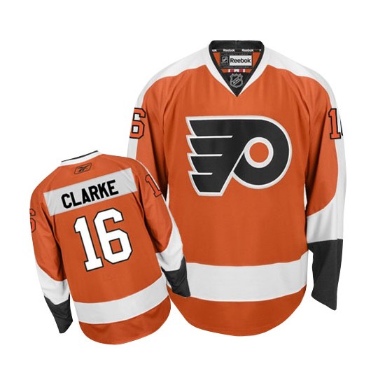 Women's Reebok Philadelphia Flyers 16 Bobby Clarke Home Jersey - Orange Authentic