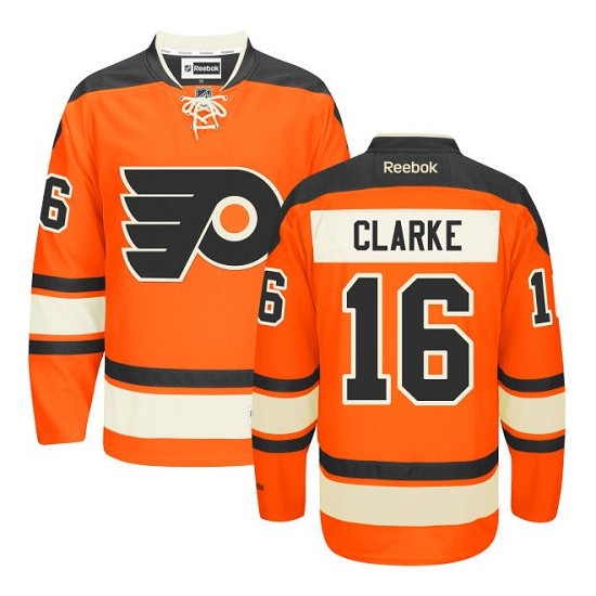 Women's Reebok Philadelphia Flyers 16 Bobby Clarke New Third Jersey - Orange Authentic