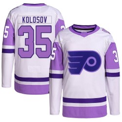 Adidas Philadelphia Flyers Aleksei Kolosov Hockey Fights Cancer Primegreen Jersey - White/Purple Authentic