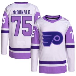 Adidas Philadelphia Flyers Hunter McDonald Hockey Fights Cancer Primegreen Jersey - White/Purple Authentic