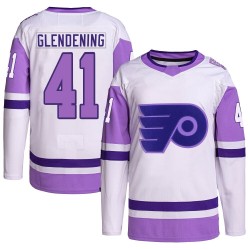 Adidas Philadelphia Flyers Luke Glendening Hockey Fights Cancer Primegreen Jersey - White/Purple Authentic