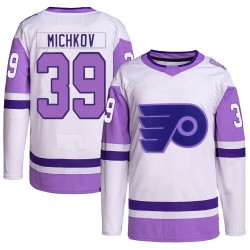 Adidas Philadelphia Flyers Matvei Michkov Hockey Fights Cancer Primegreen Jersey - White/Purple Authentic