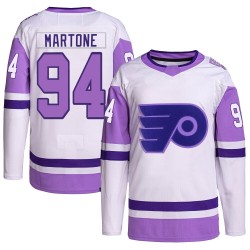 Adidas Philadelphia Flyers Porter Martone Hockey Fights Cancer Primegreen Jersey - White/Purple Authentic