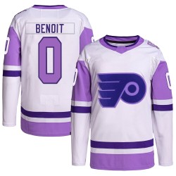 Adidas Philadelphia Flyers Simon Benoit Hockey Fights Cancer Primegreen Jersey - White/Purple Authentic