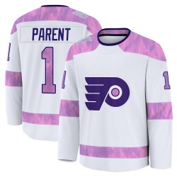 Fanatics Philadelphia Flyers Bernie Parent 2024 Hockey Fights Cancer Practice Jersey - White Premium