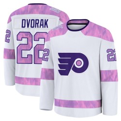 Fanatics Philadelphia Flyers Christian Dvorak 2024 Hockey Fights Cancer Practice Jersey - White Premium