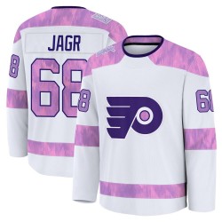 Fanatics Philadelphia Flyers Jaromir Jagr 2024 Hockey Fights Cancer Practice Jersey - White Premium