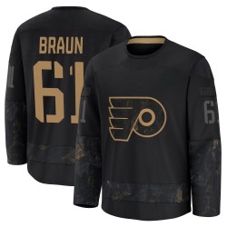 Fanatics Philadelphia Flyers Justin Braun 2024 Military Appreciation Practice Jersey - Black Premium