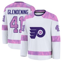 Fanatics Philadelphia Flyers Luke Glendening 2024 Hockey Fights Cancer Practice Jersey - White Premium