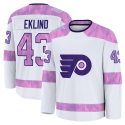 Fanatics Philadelphia Flyers Oscar Eklind 2024 Hockey Fights Cancer Practice Jersey - White Premium