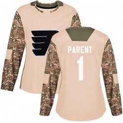 Women's Adidas Philadelphia Flyers Bernie Parent Veterans Day Practice Jersey - Camo Authentic
