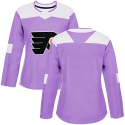 Women's Adidas Philadelphia Flyers Blank ＃ Fights Cancer Practice Jersey - Purple Authentic