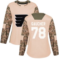 Women's Adidas Philadelphia Flyers Jacob Gaucher Veterans Day Practice Jersey - Camo Authentic