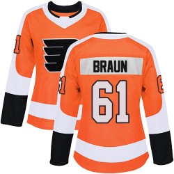 Women's Adidas Philadelphia Flyers Justin Braun Home Jersey - Orange Authentic