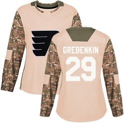 Women's Adidas Philadelphia Flyers Nikita Grebenkin Veterans Day Practice Jersey - Camo Authentic