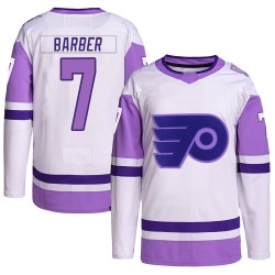 Youth Adidas Philadelphia Flyers Bill Barber Hockey Fights Cancer Primegreen Jersey - White/Purple Authentic