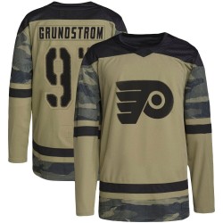 Youth Adidas Philadelphia Flyers Carl Grundstrom Military Appreciation Practice Jersey - Camo Authentic